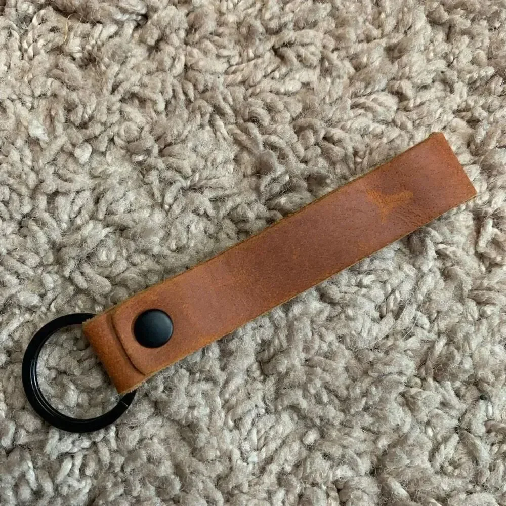 Drive Safe I Love You Brown Leather Keychain Custom Small